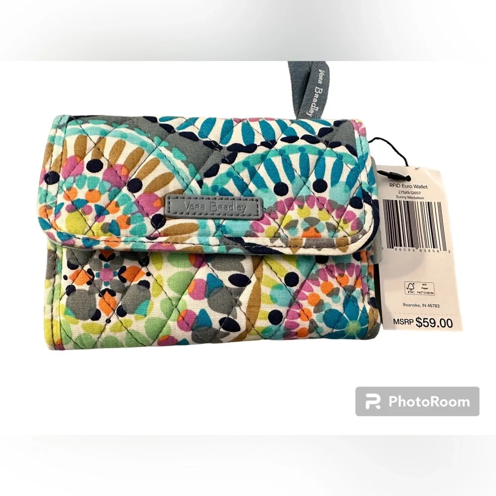 Vera Bradley RFID Euro Wallet in Sunny Medallion - Picture 2 of 5